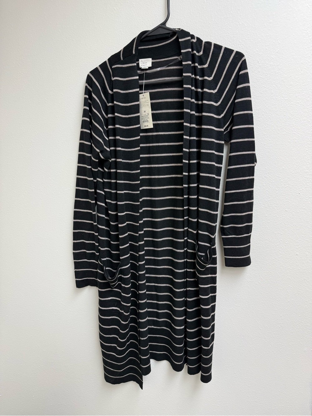 a new day Black and White Striped Open-Front Cardigan